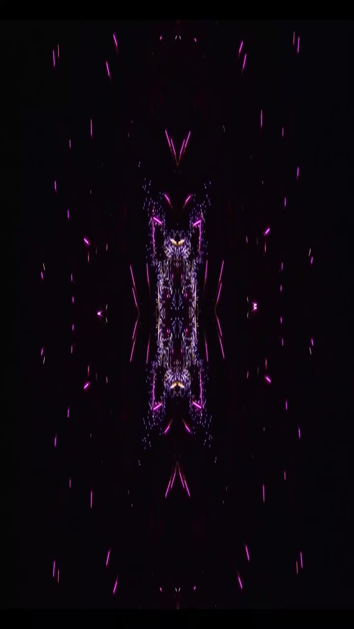 Abstract Symmetrical Kaleidoscope Pattern of Glowing Purple Lights