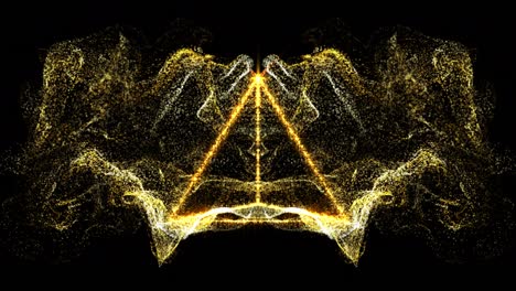 Abstract neon background. Shining symbol of the pyramid.