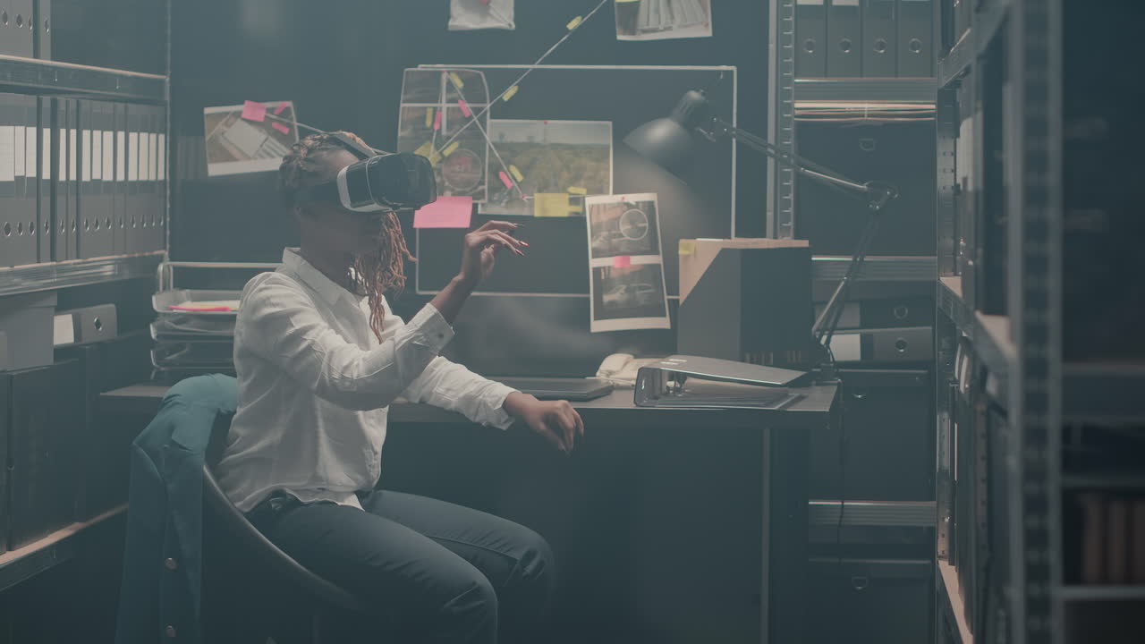 Woman using VR in office