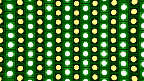 luces parpadeantes bombillas de pared patrón de rotación hacia abajo escenario verde fondo vj bucle