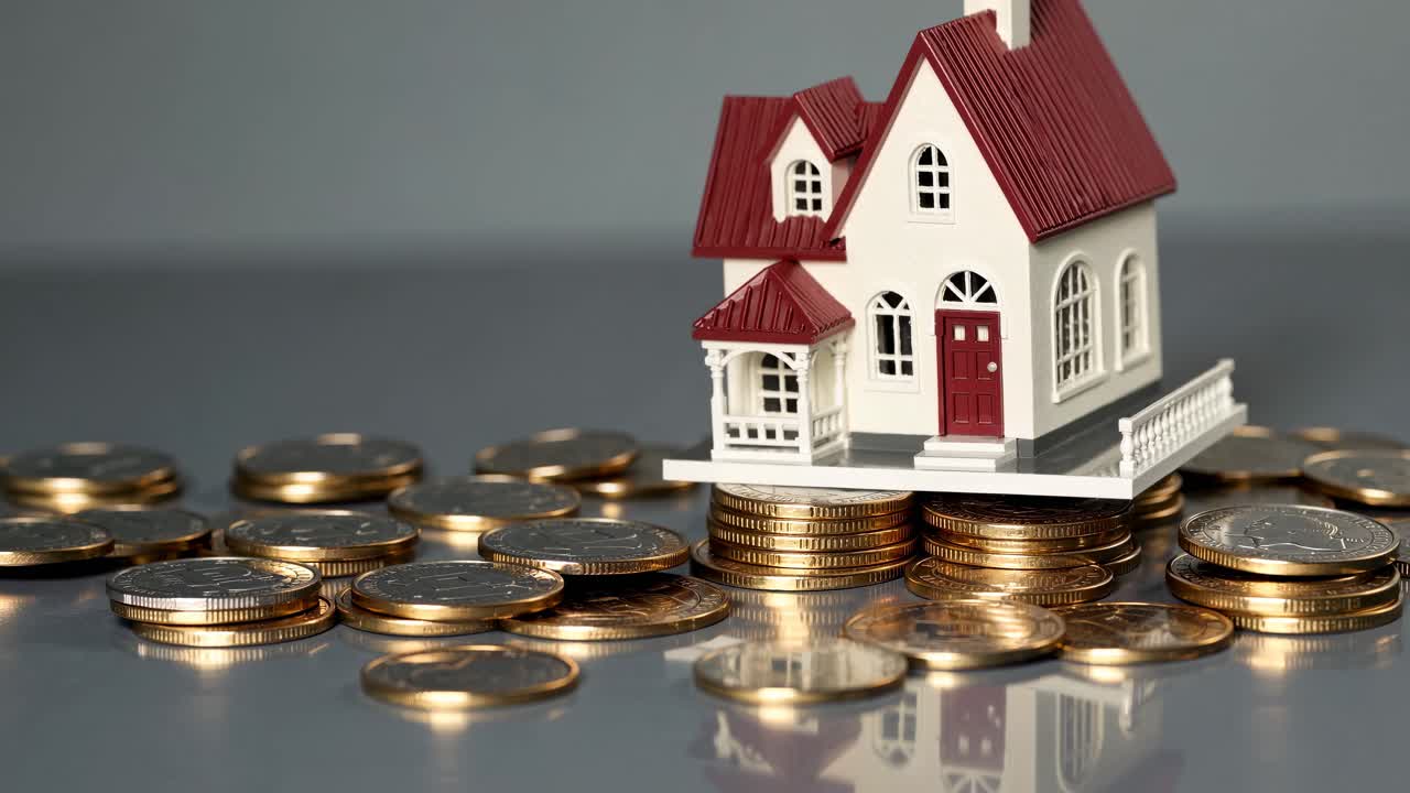 Miniature House on Stack of Coins
