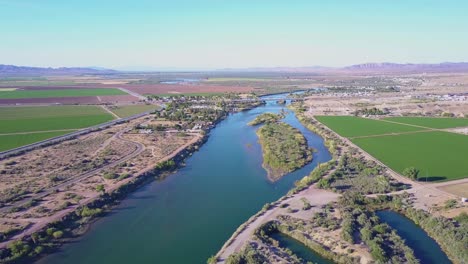 a high aerial over the colorado river flowing along he california arizona border 3