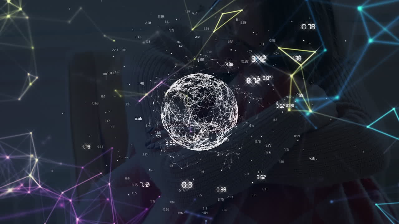 여성에 대한 연결 네트워크와 함께 지구의 애니메이션