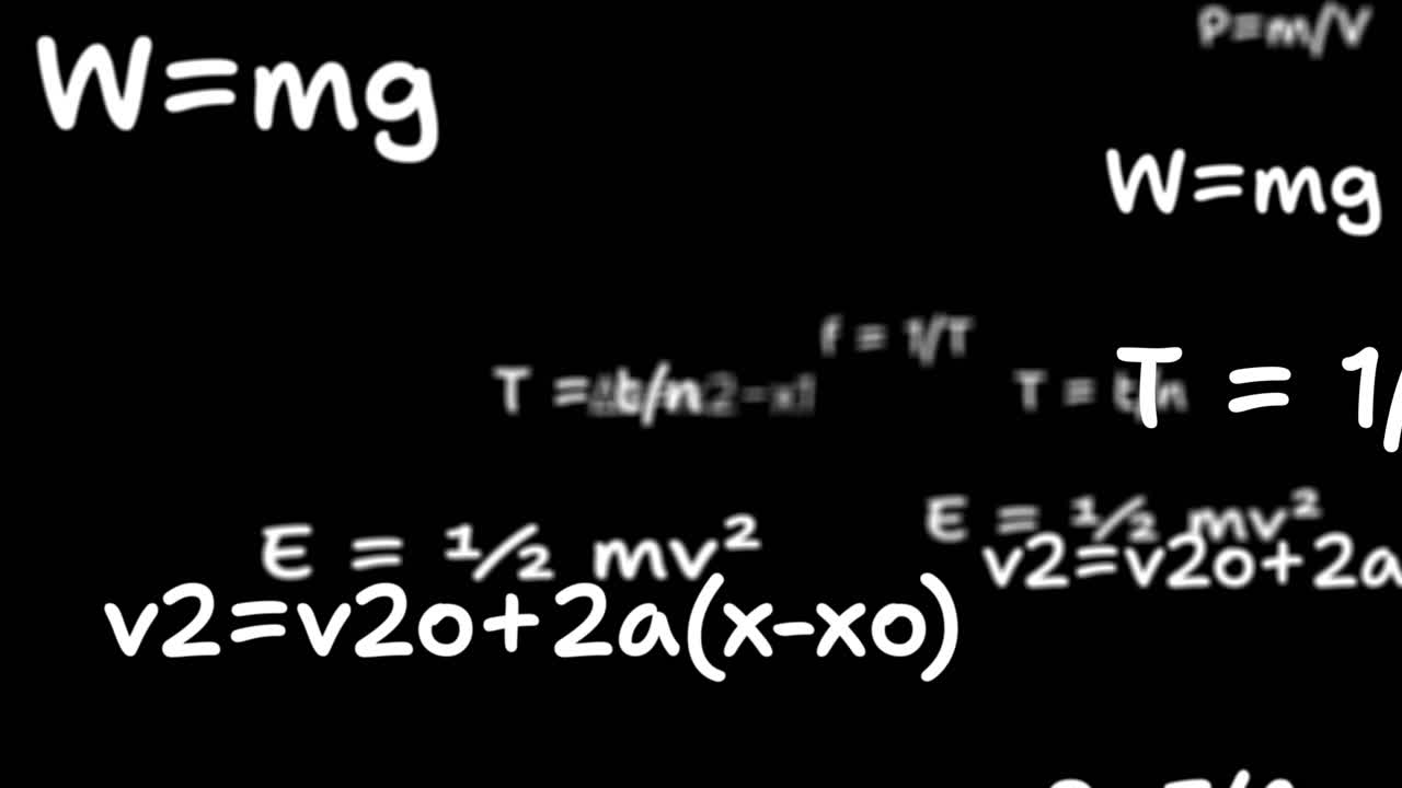 Physics and Math Formulas on Black Background
