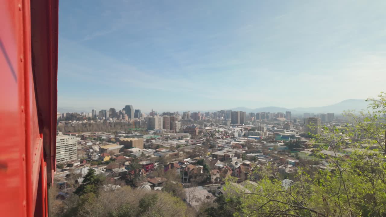 Riding the funicular in Santiago Chile