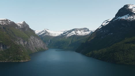 view of norwegian fjord at geiranger fjord at ljøen