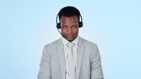 Call-center,-face-and-happy-black-man-in-studio