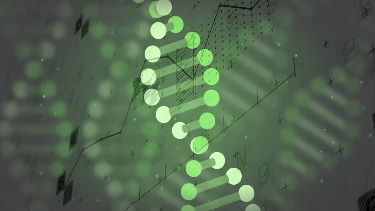 dna 스트랜드와 이진 코딩, 과학 데이터 처리 애니메이션