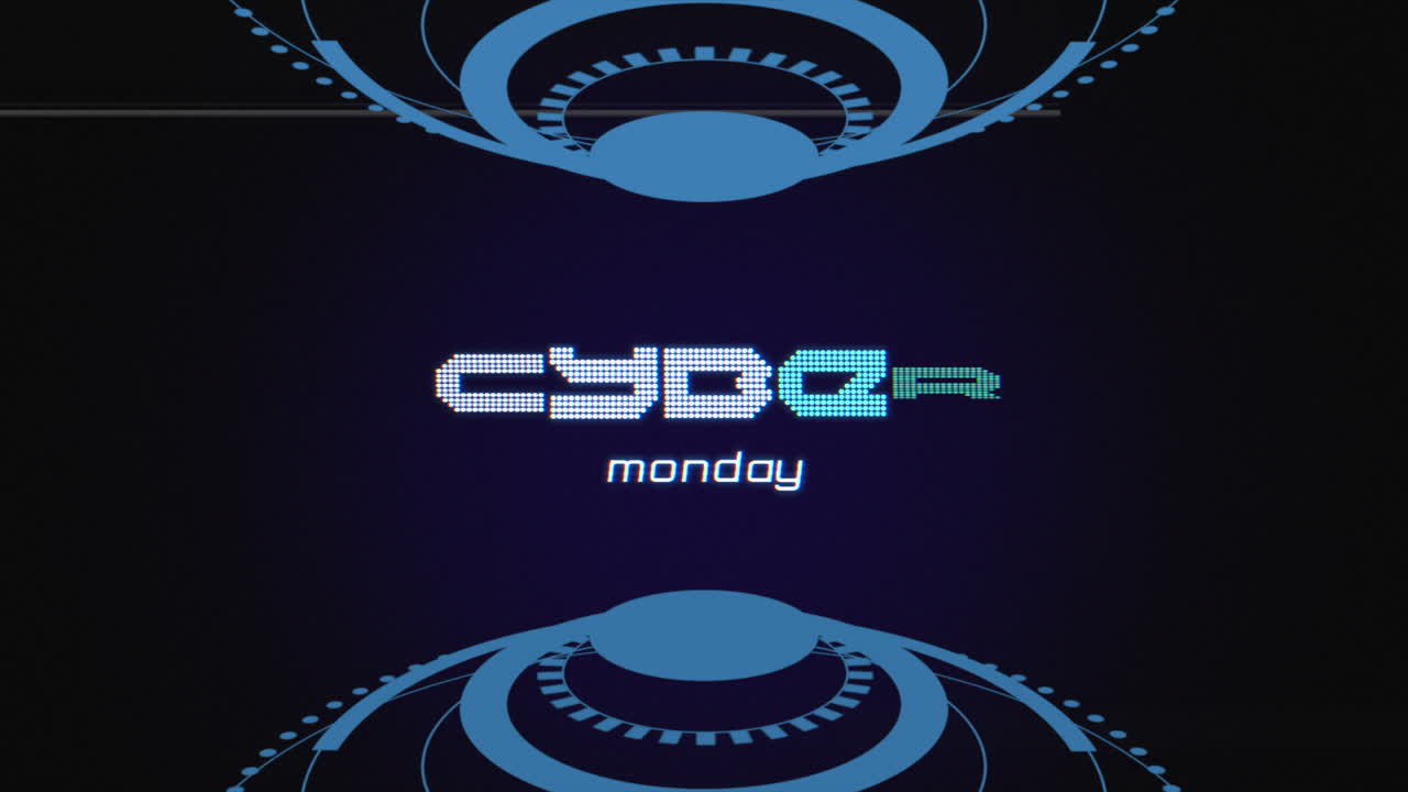 texto de lunes cibernético con elementos hud en la pantalla de la computadora