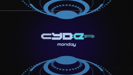 cyber monday text with hud elements on computer screen