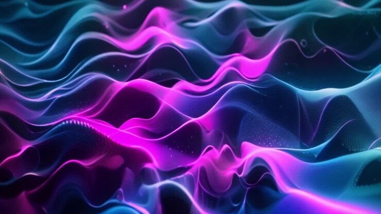 Abstract Neon Wavy Lights Background