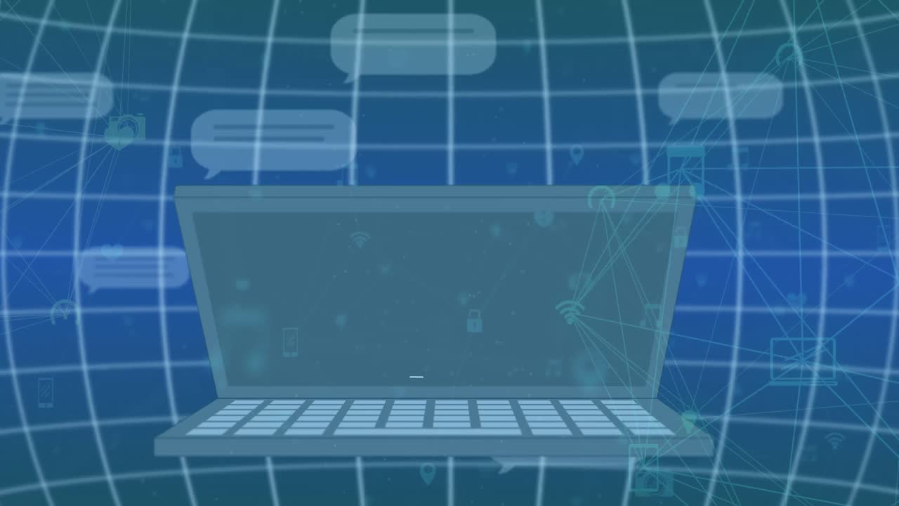 노트북 및 네트워크 연결으로 ai 데이터 처리의 애니메이션