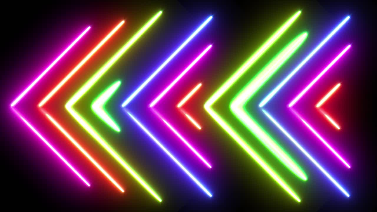 Colorful Glowing Neon Lines Seamless Loop Animation Element for Vjs Loops, Vertical Glowing Lines With Blured Reflections for Spectrum, Nightclub, Night Party, Led Screen, Music Display