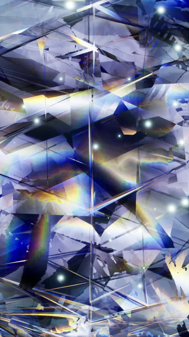 arte geométrico abstracto con colores azules y púrpuras brillantes