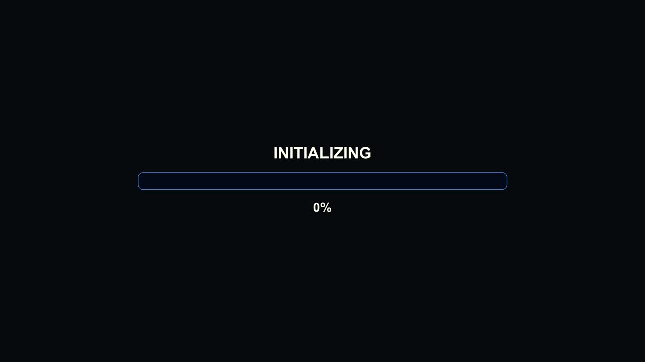 Animation shows a progress bar indicating the initializing status at 0 percent. It suggests an upcoming video stream or content creation activity for viewers