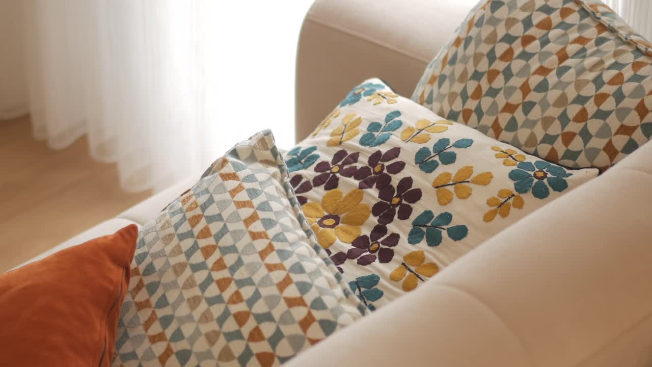 Stylish Throw Pillows on a Sofa