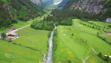 aerial beautiful nature, forest, stream, and mountains