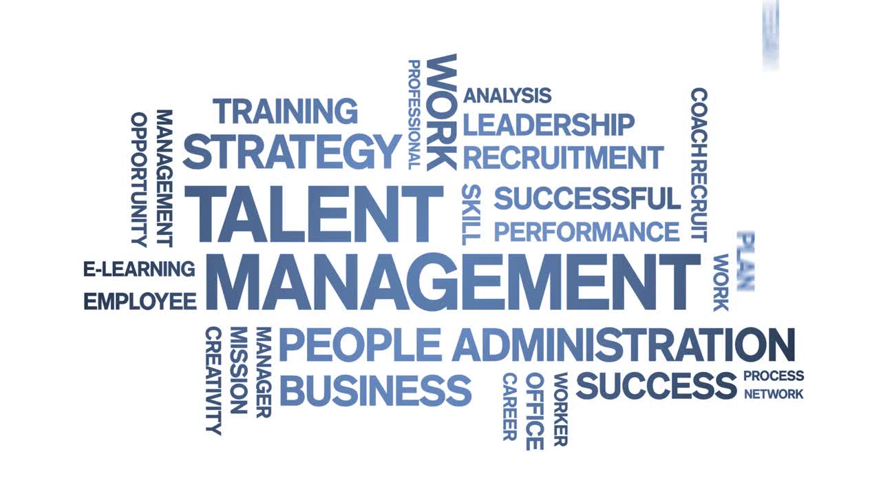 4k Talent Management Animated Tag Word Cloud,Text Animation seamless loop.