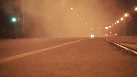 night city street with fog