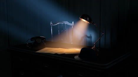 detective's desk scene