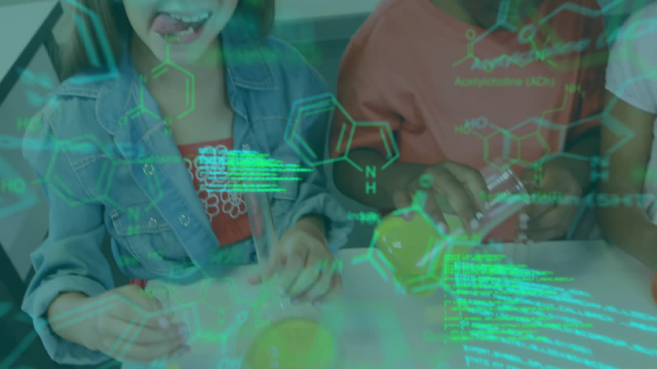 animación del procesamiento de datos científicos en diversos escolares en el laboratorio