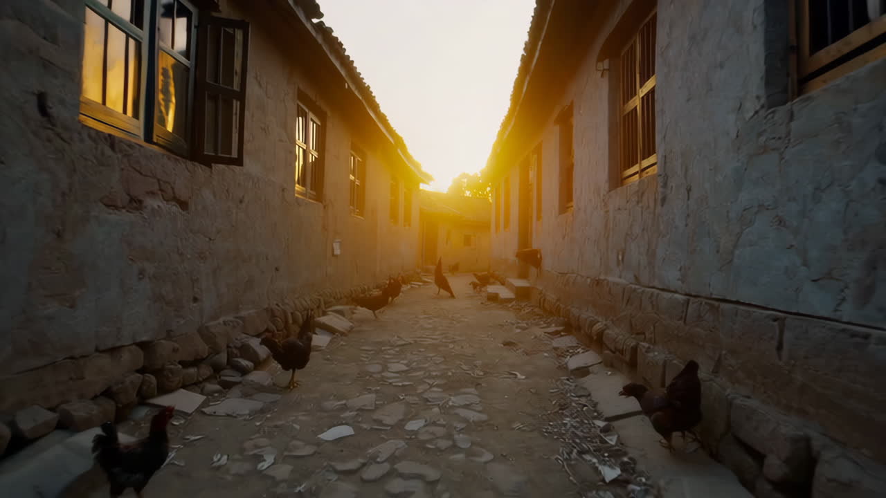 Sunset Alley in a Chinese Village