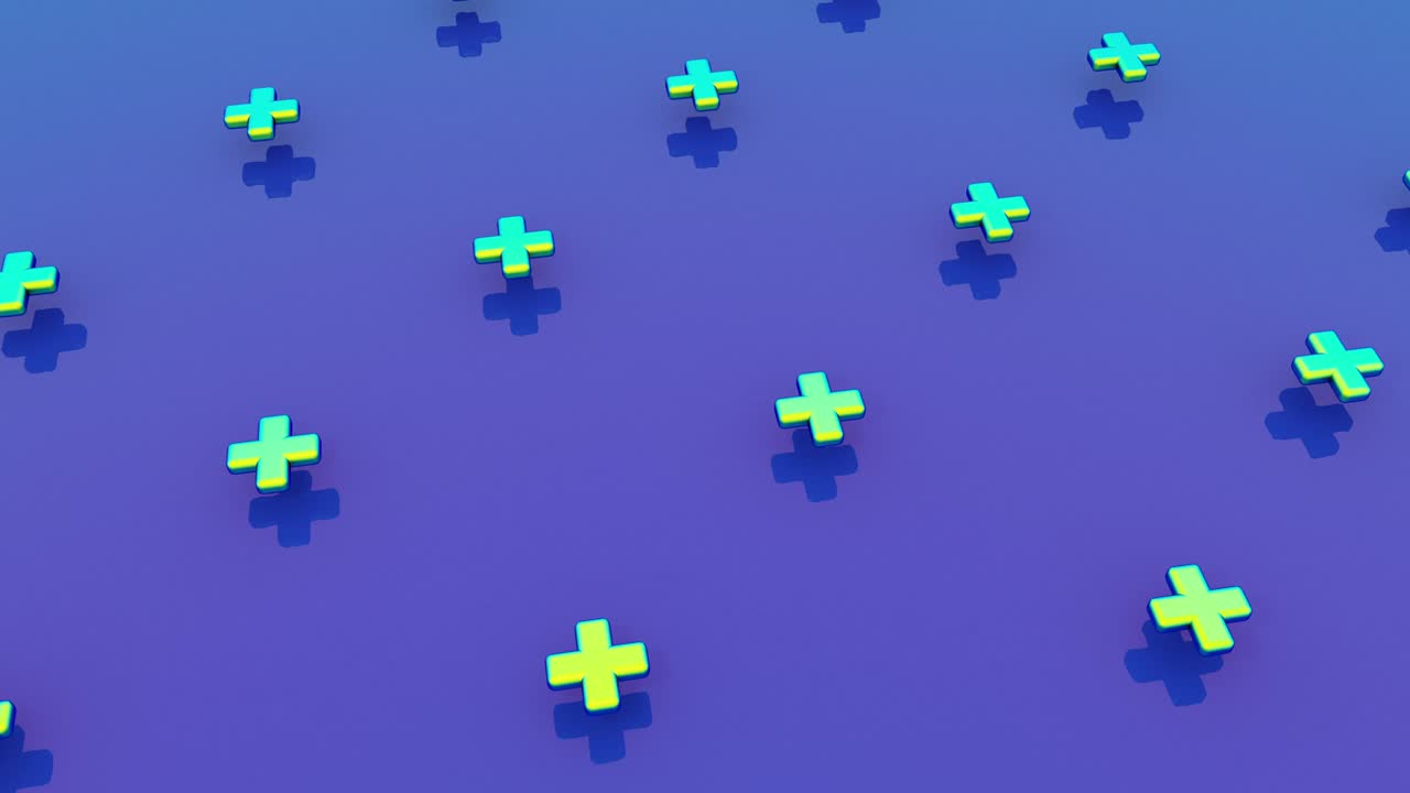 abstract 3d render cruce volando en diferentes colores holográficos. 4k animación sin fisuras de bucle de imágenes.