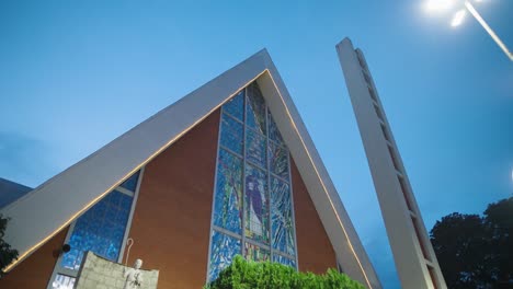 tilt up anda parallax view of the londrina's cathedral