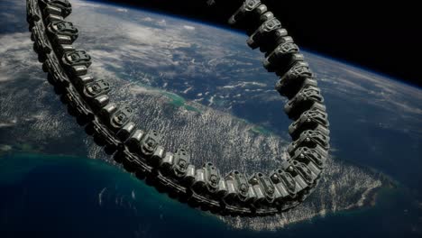 estación espacial futurista en órbita terrestre