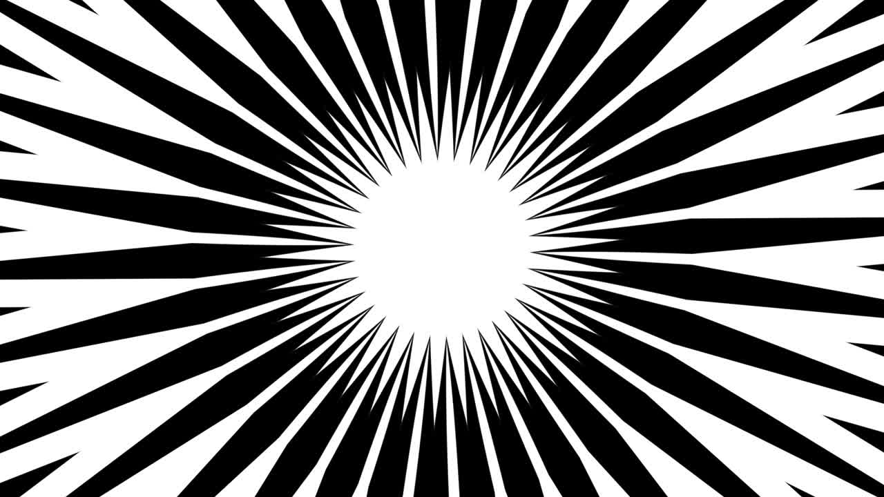 гипнотический фон в форме пульсирующей звезды в черно-белом