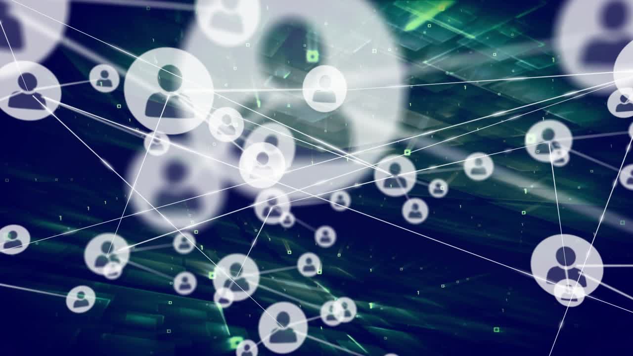 Network showing nodes entering from right, forming links into clusters visualizing network links