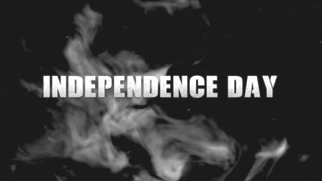 texto de animación día de la independencia sobre antecedentes militares con humo oscuro