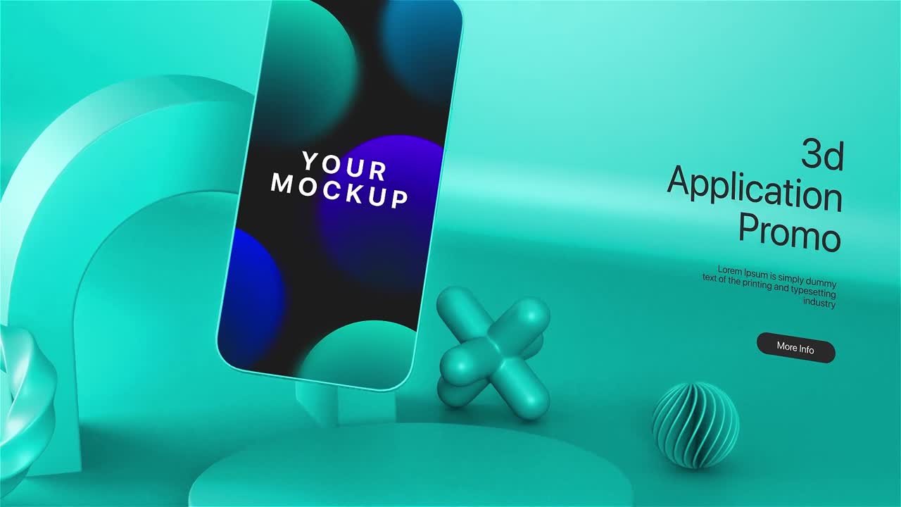 Modello di promozione 3D dinamico e moderno per la vetrina e il marketing di applicazioni mobili.