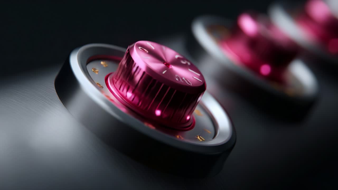 Glistening Precision: A Close-Up View of Stylish Control Knobs Featuring Rich Colors and Intricate Details for Modern Appliances and Integrative Technology