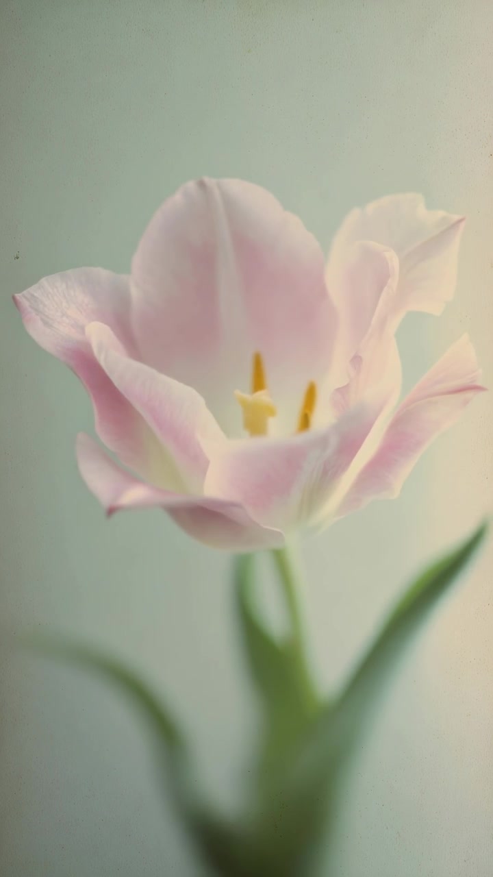 Fiore di tulipano rosa pallido a fuoco morbido