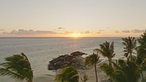 aerial drone view of sunrise at the beach