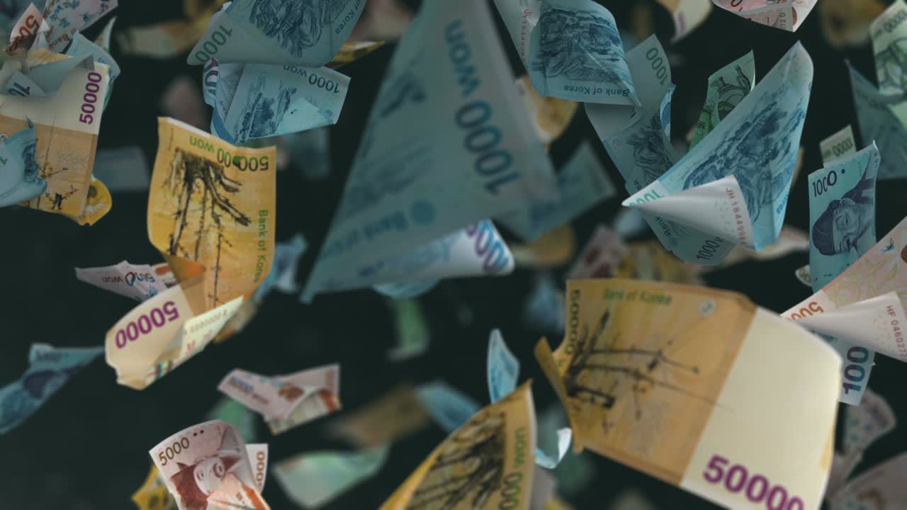 떨어지는 한국 원 통화 4k 루프