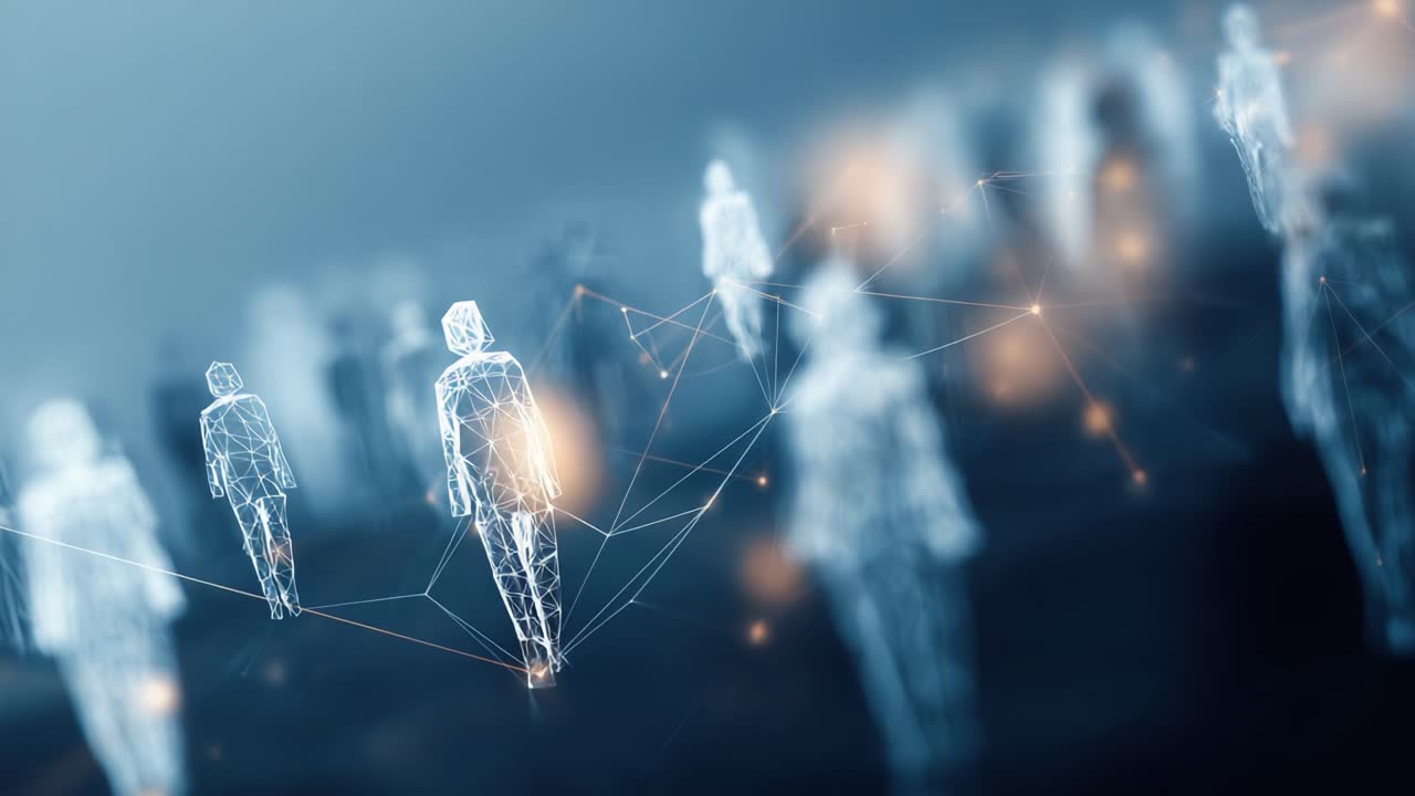 A Futuristic Representation of Interconnected Digital Figures in a Networked Environment: Exploring the Intersection of Technology and Human Interaction