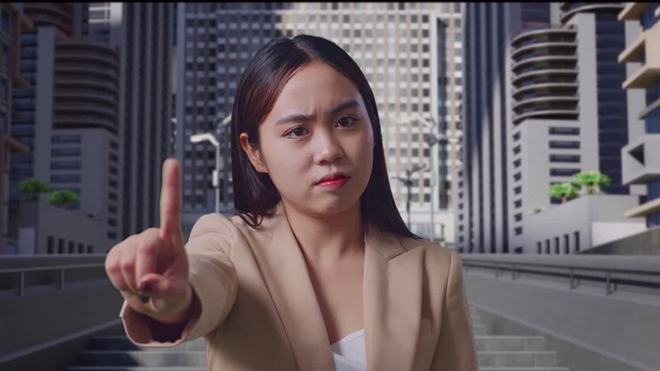 Woman Rejecting in a Modern City