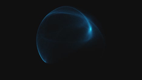 chaotic movement of blue particles inside a circle on a transparent background.