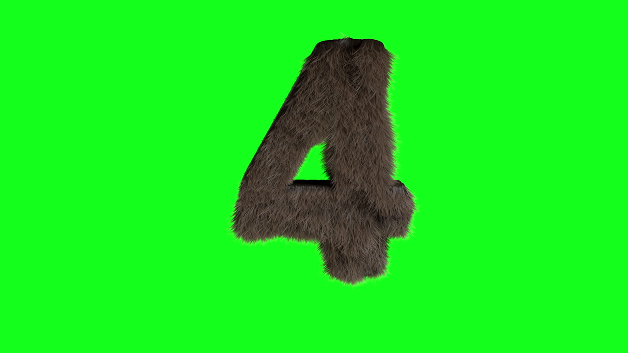 Abstract hairy number 4 four sign fluffy furry