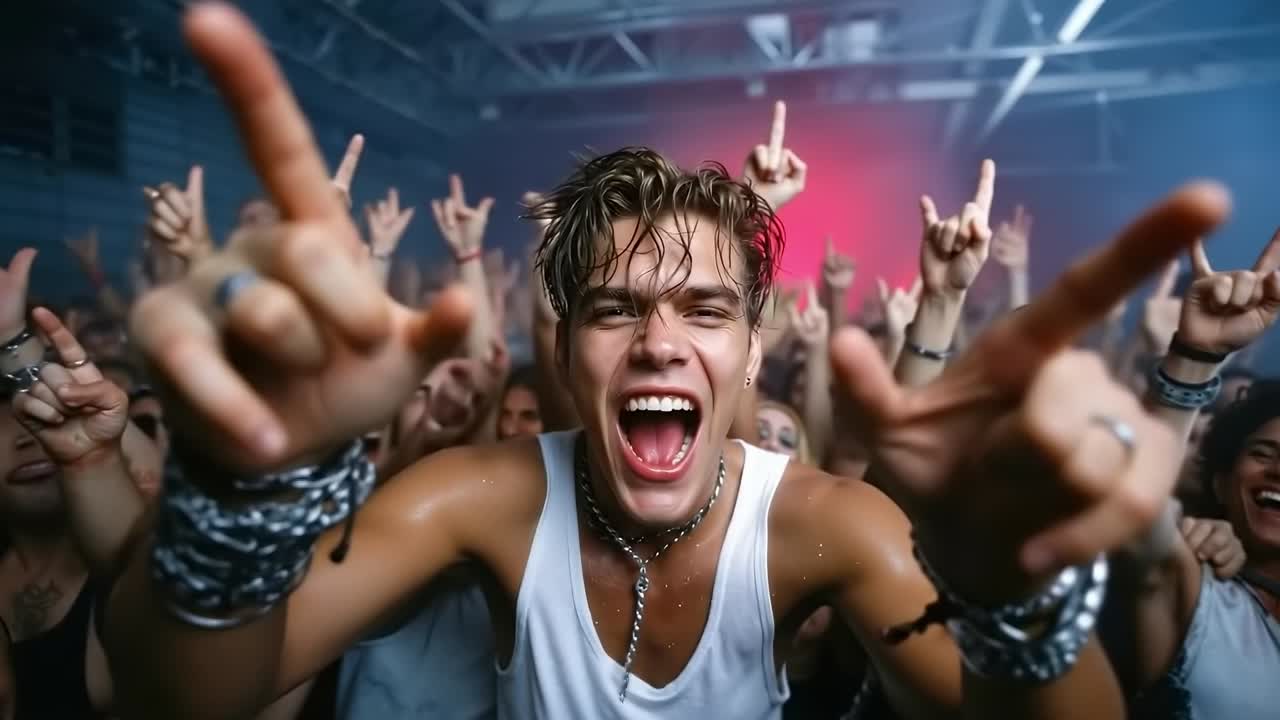 группа людей на концерте с поднятыми руками