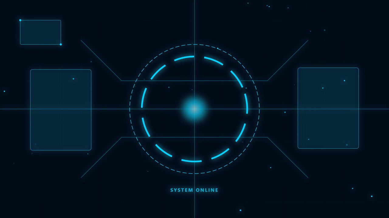 Futuristic Digital Interface Display with Glowing Blue HUD Elements