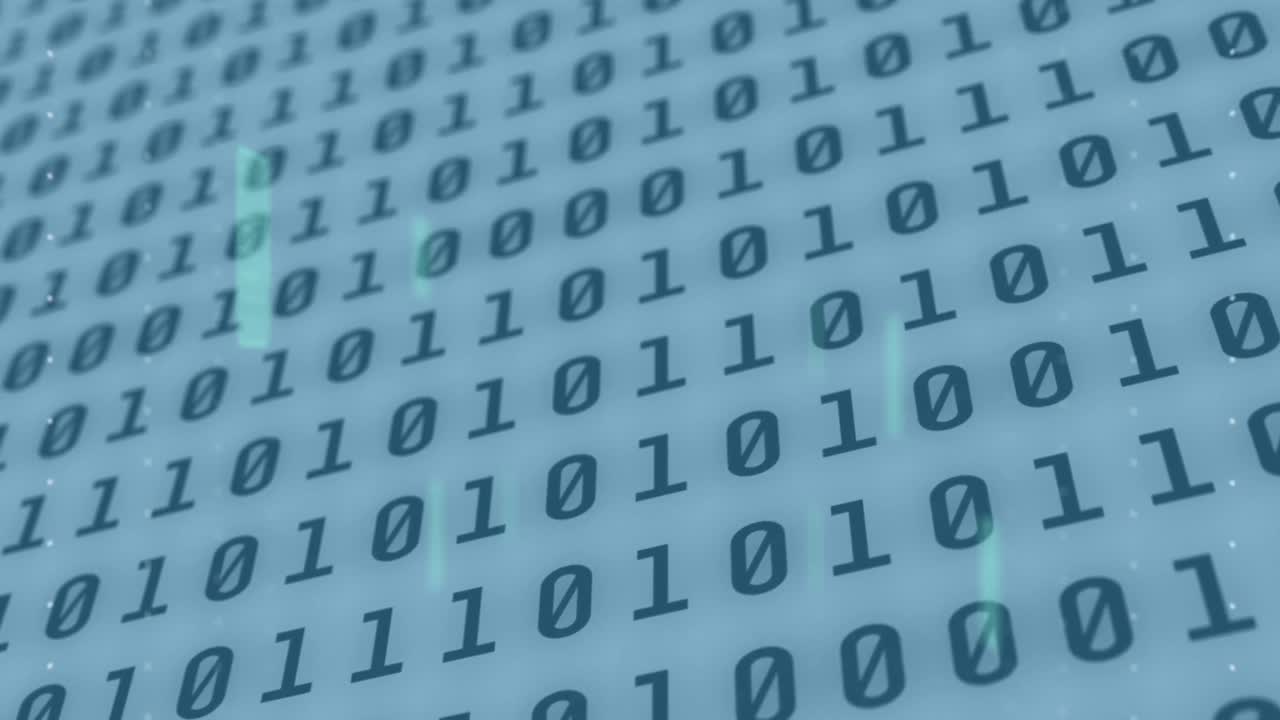 animación de la codificación binaria en pantallas digitales.