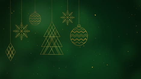 Adornos-Navideños-Colgando-Sobre-Fondo-Verde