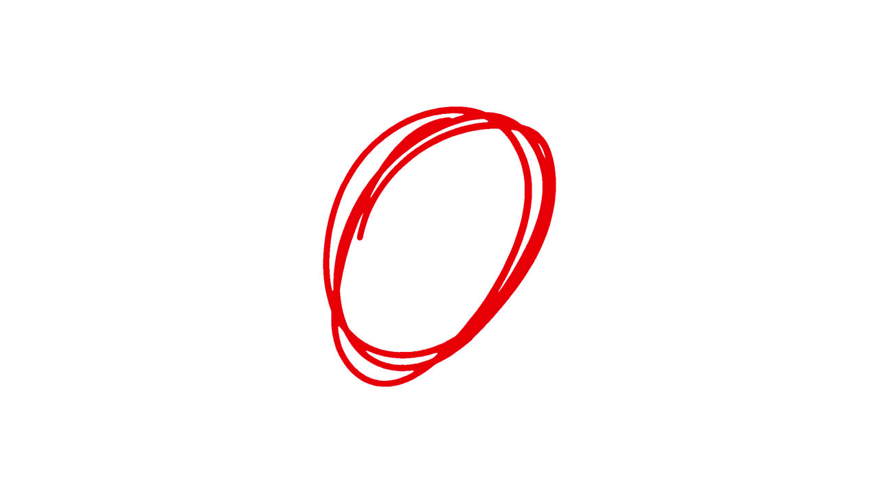 Animated Red Hand-Drawn Oval Shapes Highlight on White Background