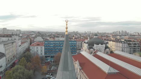 Mosque-in-Sofia,-Bulgaria---Aerial-view