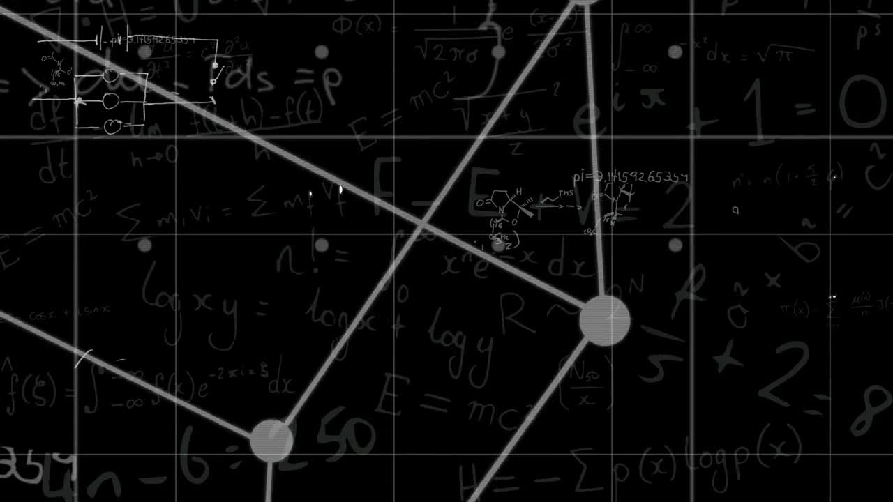 블랙보드 위에 움직이는 수학 수식의 애니메이션