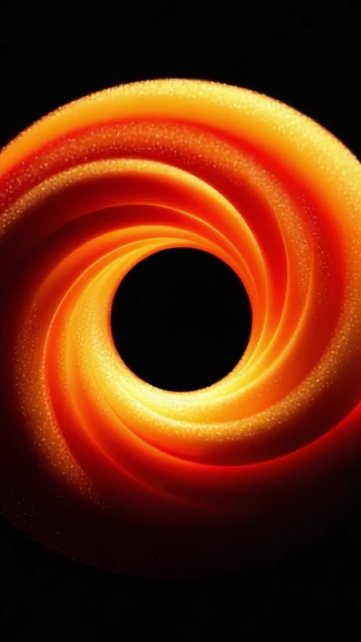 A Mesmerizing Spiral of Orange and Gold Illuminating a Dark Background, Creating an Enigmatic and Dynamic Visual Experience in Motion