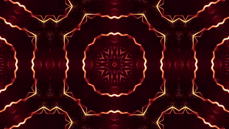 microworld, mandala o fondo abstracto de neón ornamental. composición dorada simétrica compleja con partículas de brillo que forman estructuras onduladas como en un caleidoscopio. animación suave en bucle 4k 3d. 30
